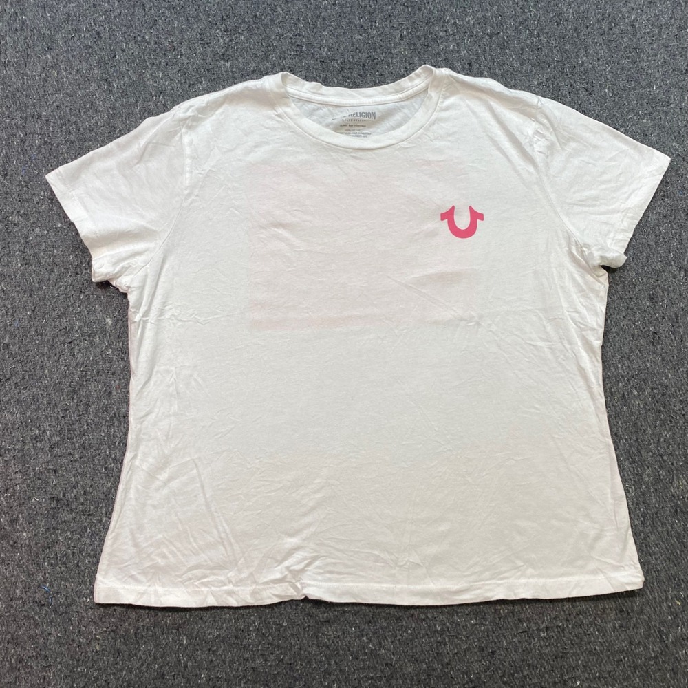 True Religion TShirt 2XL Womens White Y2K Streetwear World Tour Buddha Graphic